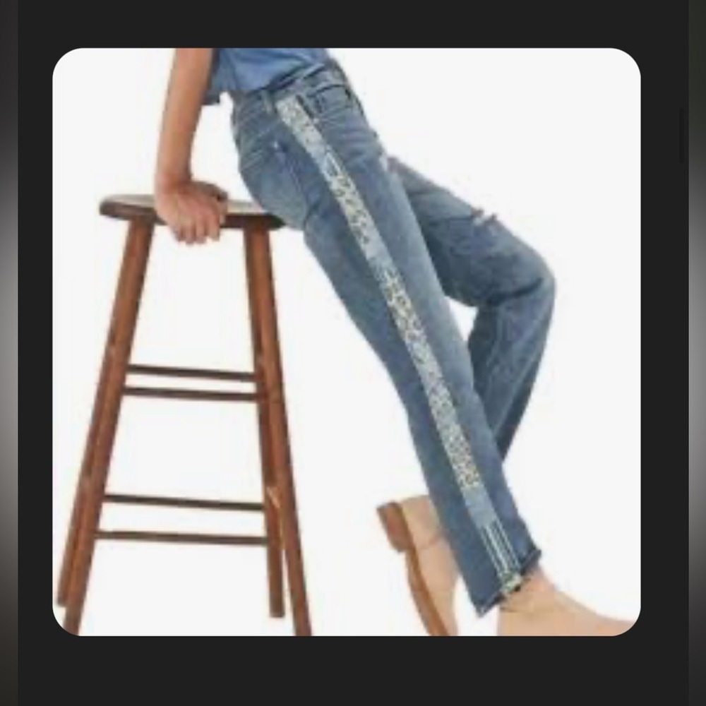 Anthropologie Pilcro & The Letterpress Patchwork Slim Boyfriend Blue Jeans 26 - Picture 4 of 14